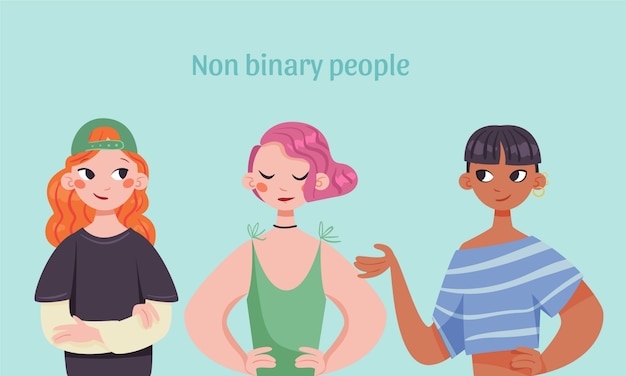 Free vector organic flat non binary people illustration