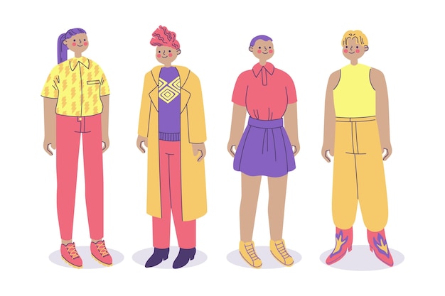 Free vector organic flat non binary people illustration