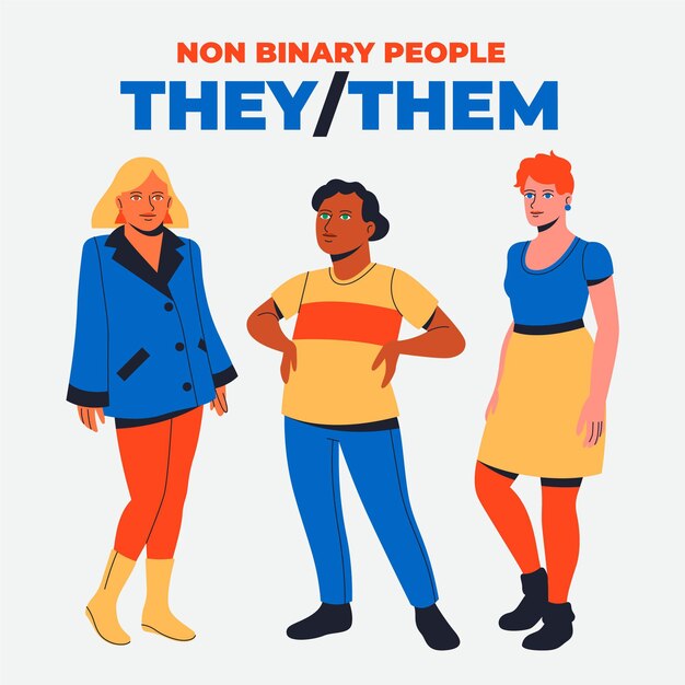 Organic flat non binary people illustration