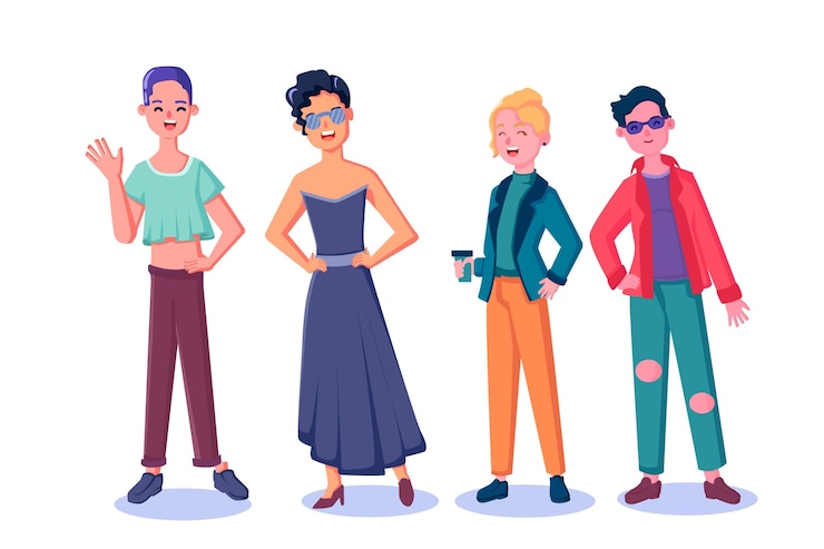 Free Vector organic flat non binary people illustration