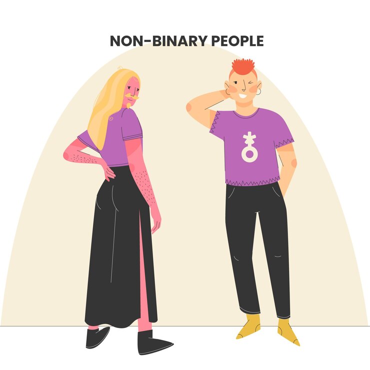 Free Vector organic flat non binary people illustration