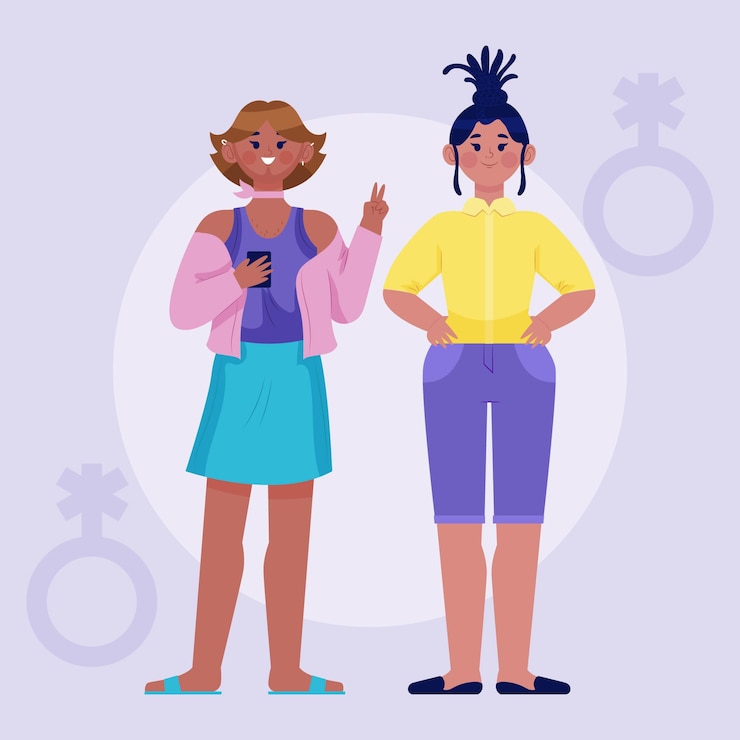 Free Vector organic flat non binary people illustration