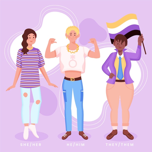 Free vector organic flat non binary people illustration