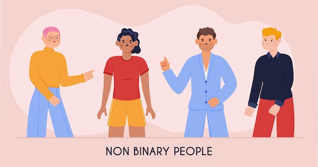 Organic flat non-binary people illustration