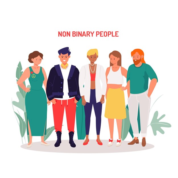 Organic flat non-binary people illustration
