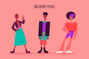 Free vector organic flat non-binary people illustration