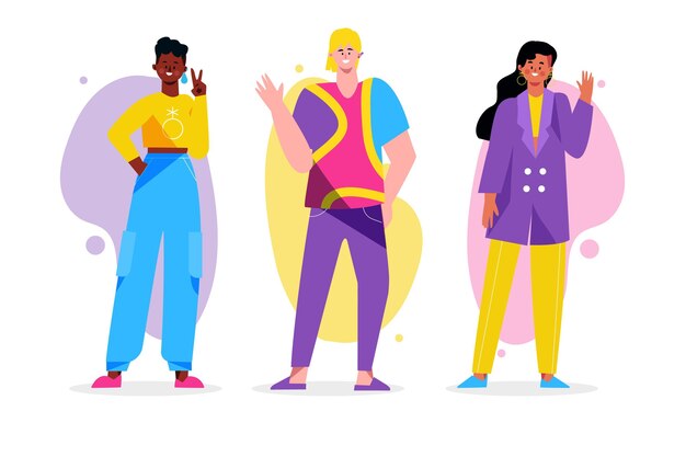 Organic flat non-binary people illustration