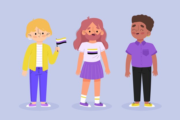 Organic flat non-binary people illustration