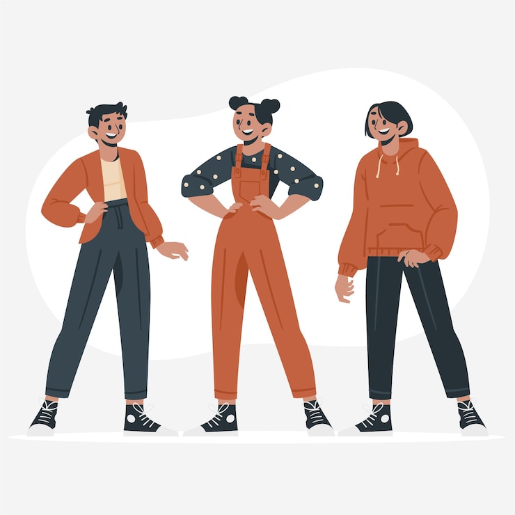 Free Vector organic flat non-binary people illustration