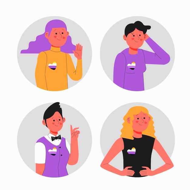 Free vector organic flat non-binary people illustration