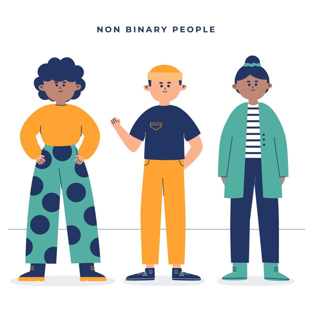 Organic flat non-binary people illustration