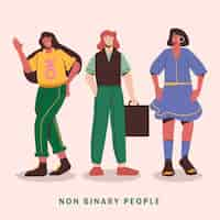 Free vector organic flat non binary people illustration