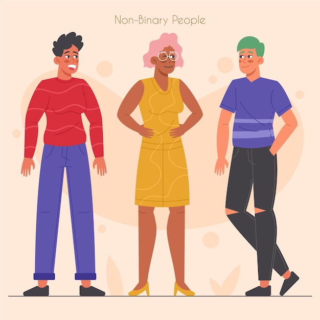 Organic flat non-binary people set