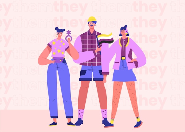 Free vector organic flat non-binary people