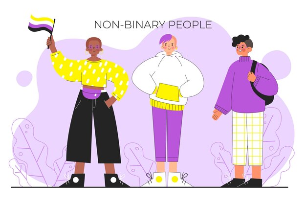 Organic flat non-binary people