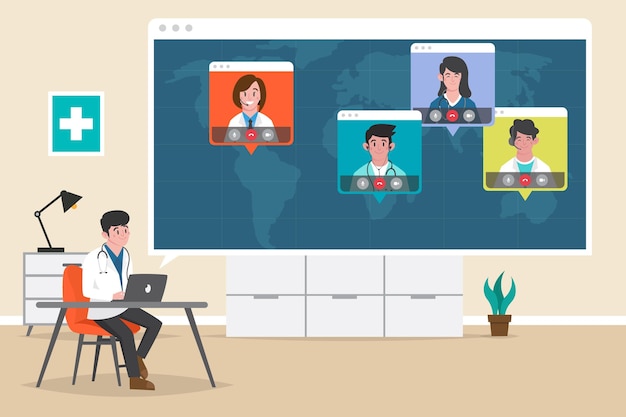 Organic flat online medical conference illustration