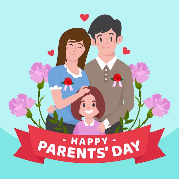 Organic flat parents' day illustration