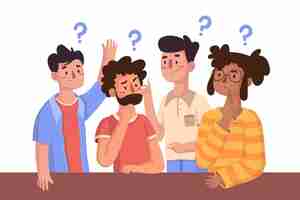 Free vector organic flat people asking questions illustration