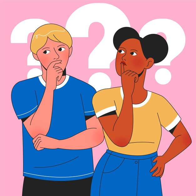 Organic flat people asking questions illustration