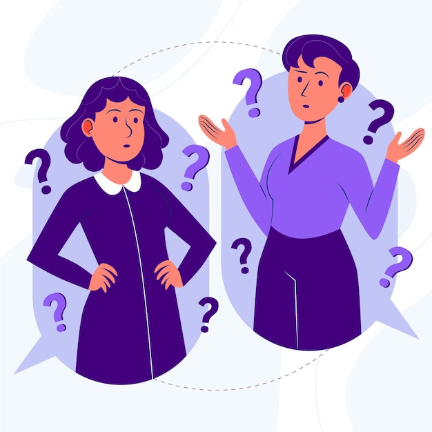 Free vector organic flat people asking questions illustration