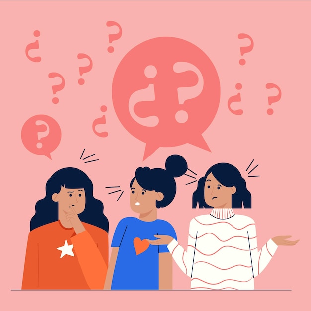 Free vector organic flat people asking questions illustration