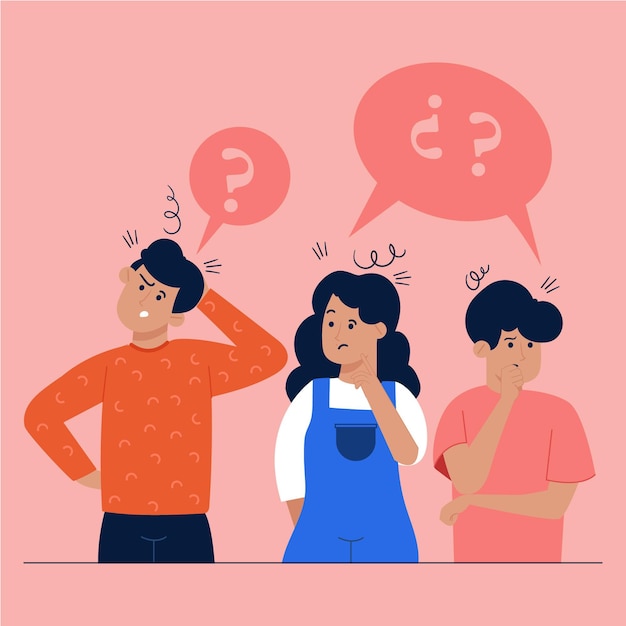 Free vector organic flat people asking questions illustration