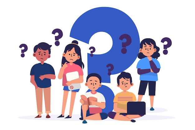 Free vector organic flat people asking questions illustration