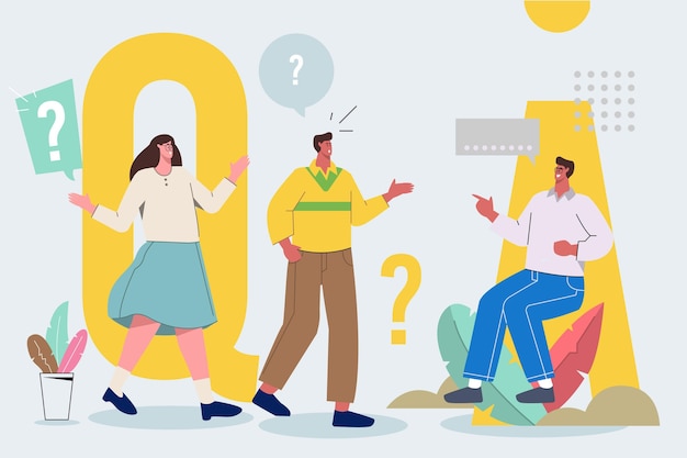 Free vector organic flat people asking questions illustration