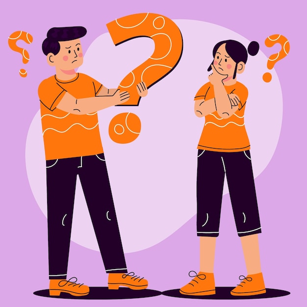 Free vector organic flat people asking questions set