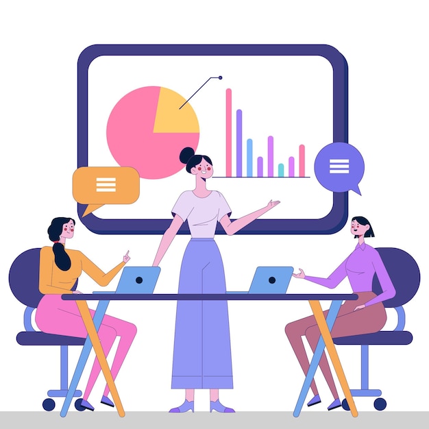 Organic flat people on business training illustration