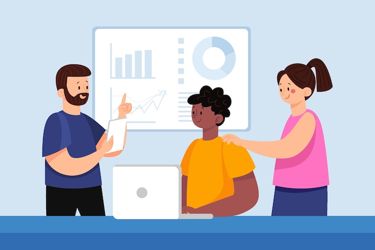 Free Vector organic flat people on business training illustration