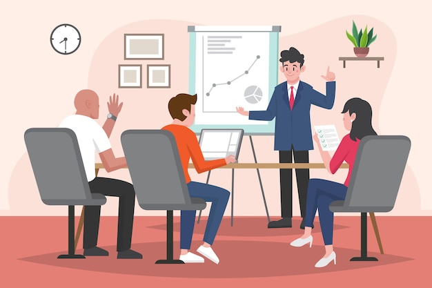 Free vector organic flat people on business training illustration