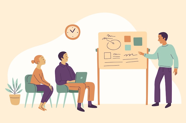 Free Vector organic flat people on business training illustration