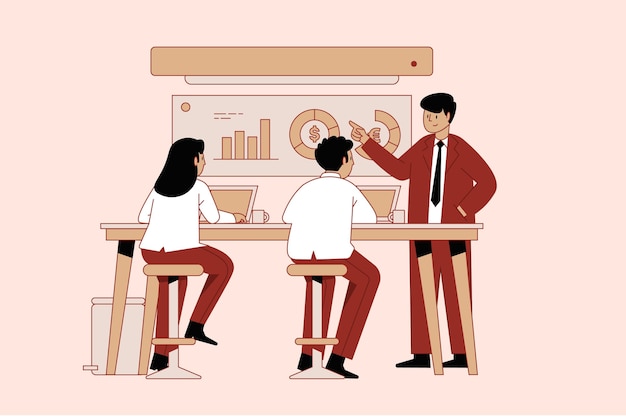 Organic flat people on business training illustration