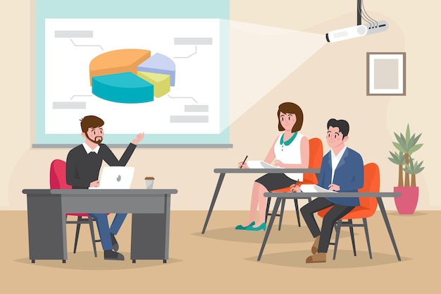 Free vector organic flat people on business training illustration