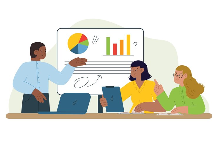 Free Vector organic flat people on business training illustration