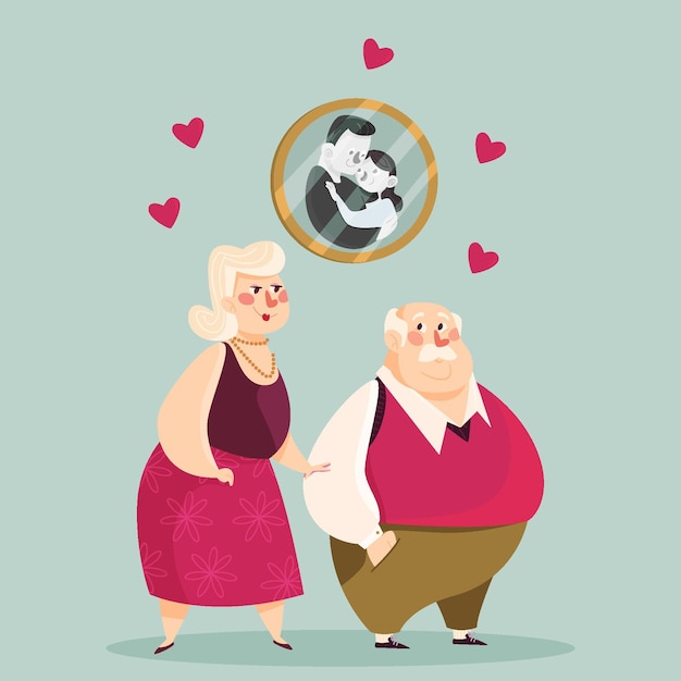 Free vector organic flat people celebrating golden wedding anniversary