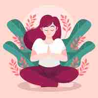 Free vector organic flat people meditating illustration