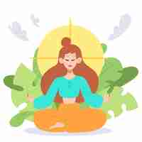 Free vector organic flat people meditating illustration