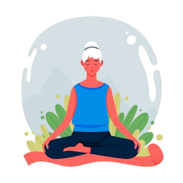 organic flat people meditating illustration