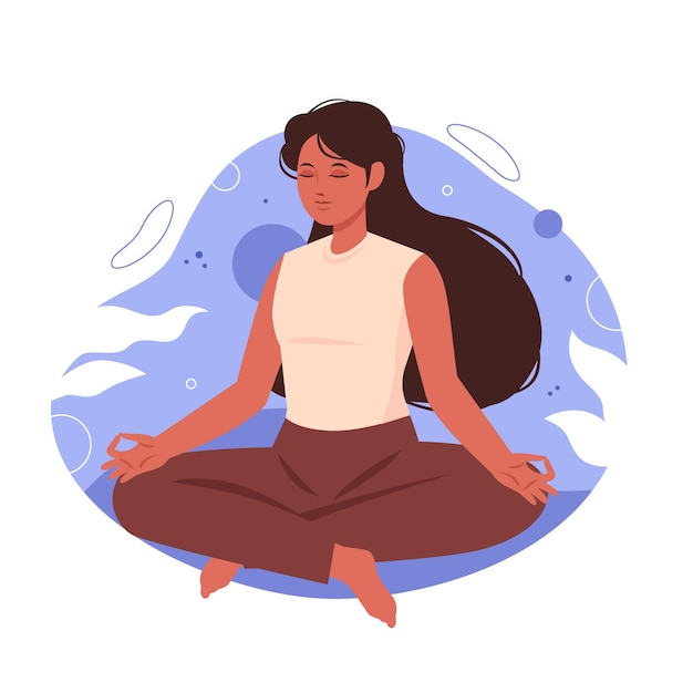 Organic flat people meditating illustration