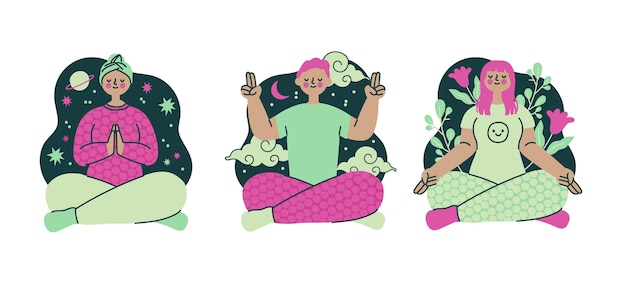 Free vector organic flat people meditating illustration