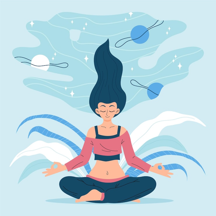 Free Vector organic flat people meditating illustration