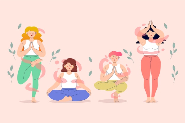 Free vector organic flat people meditating illustration