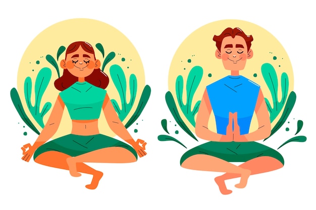 Free vector organic flat people meditating illustration