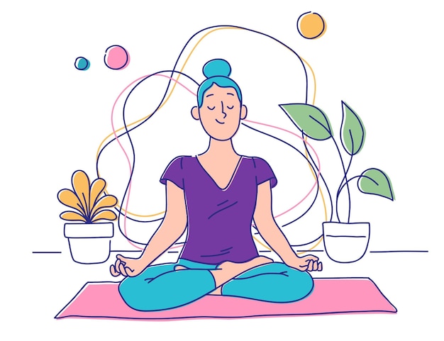 Free vector organic flat people meditating illustration