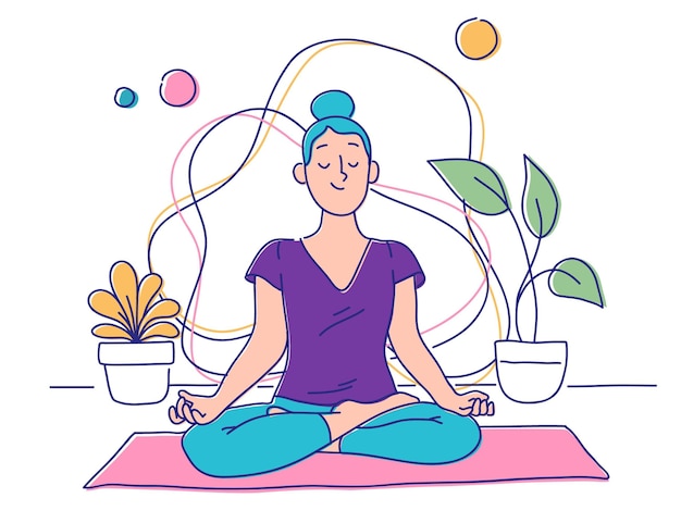 Organic flat people meditating illustration