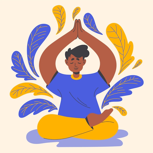 Organic flat people meditating illustration