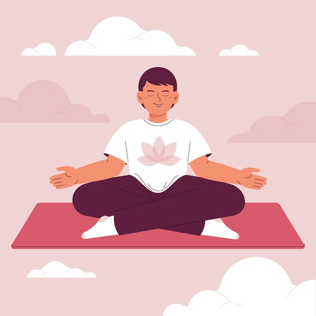 Free vector organic flat people meditating illustration