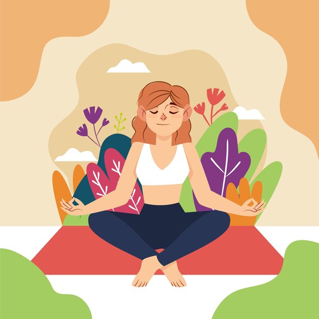 Organic flat people meditating illustration